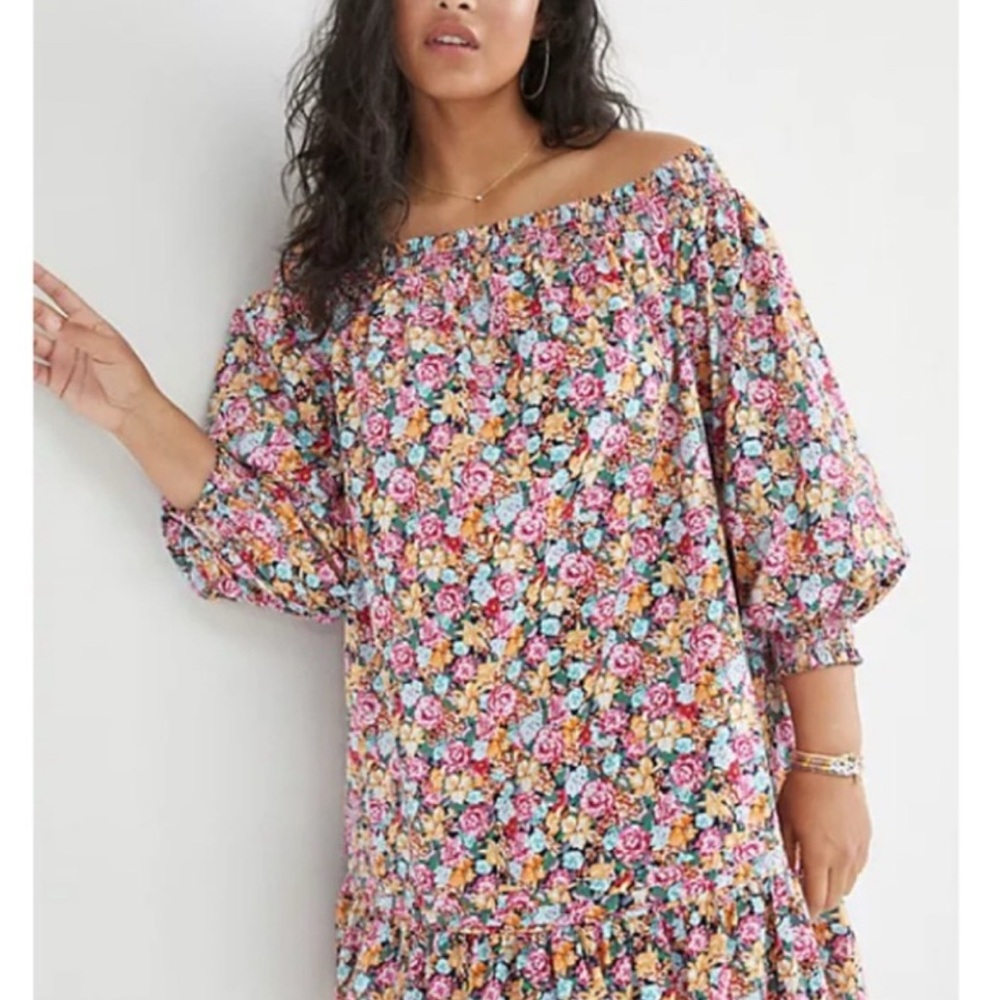 Anthropologie Maeve Flounced Off-The-Shoulder Floral Dress